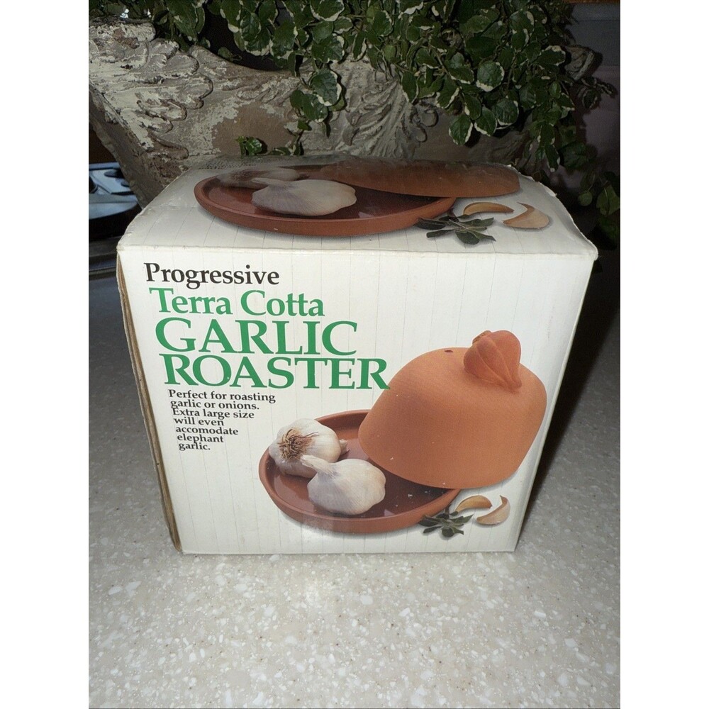 NIB Vintage Progressive XL Terra Cotta Garlic Onion Roaster ~ NEW